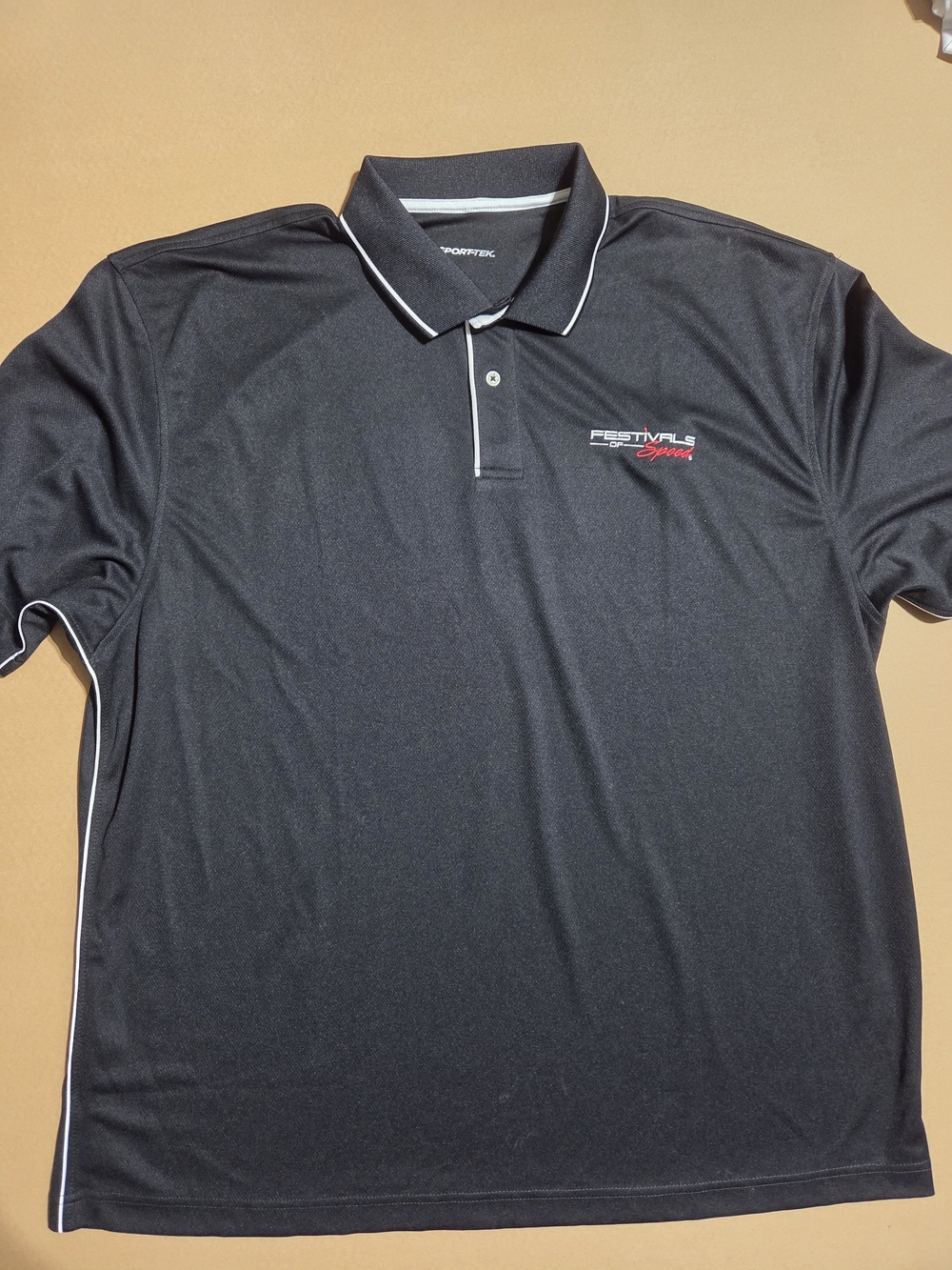 Sports Tech Festivals of Speed Men's Black Short Sleeve Polo XXL